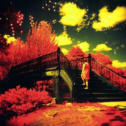 Photo of joyful young person before a bridge